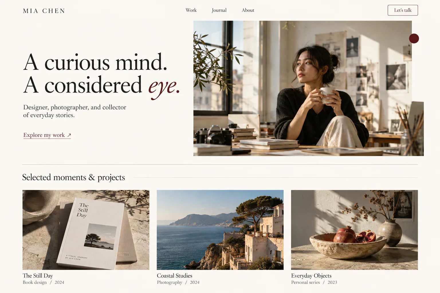 Personal website concept with an introduction, projects, and contact links