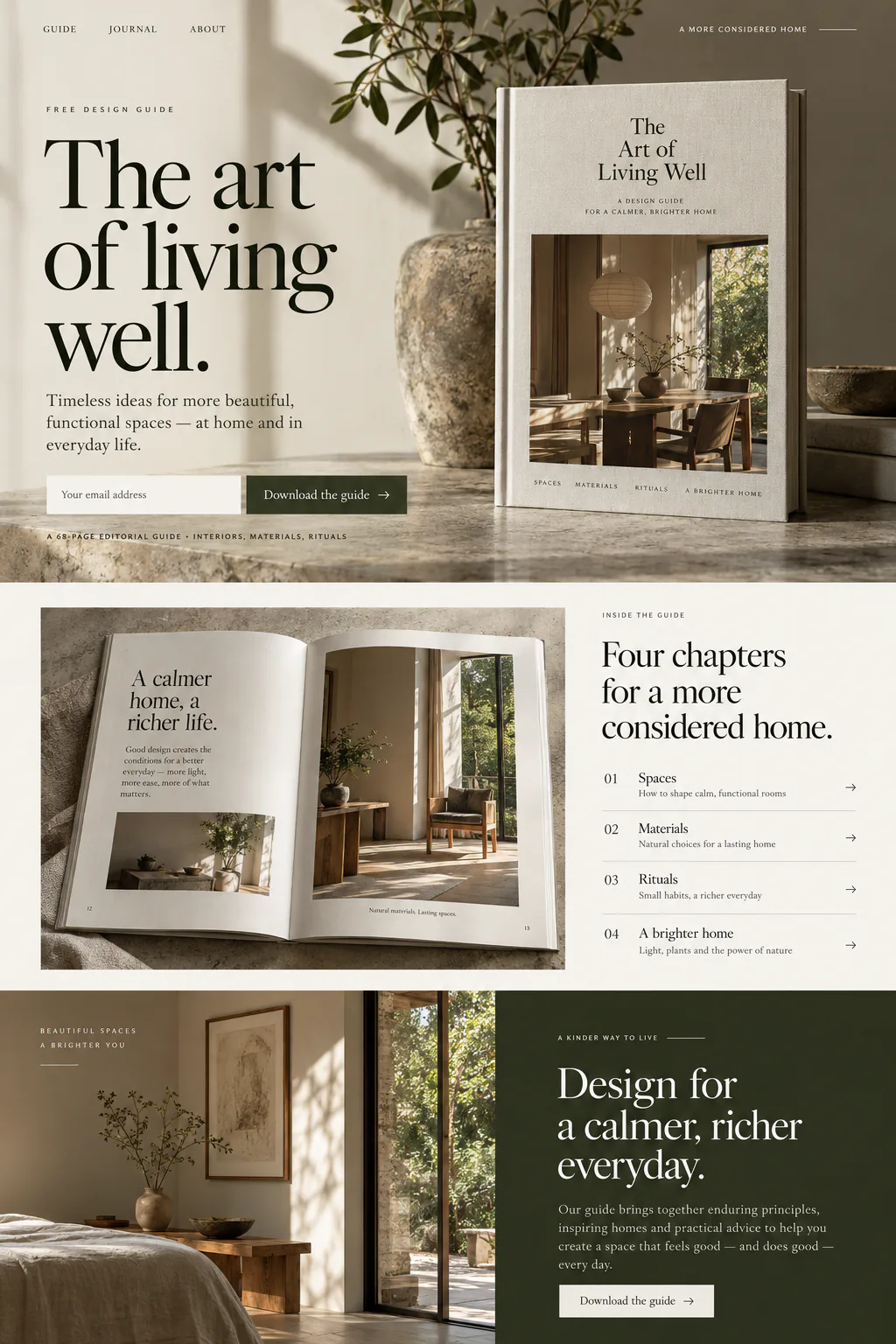 Interior design guide with preview and download form
