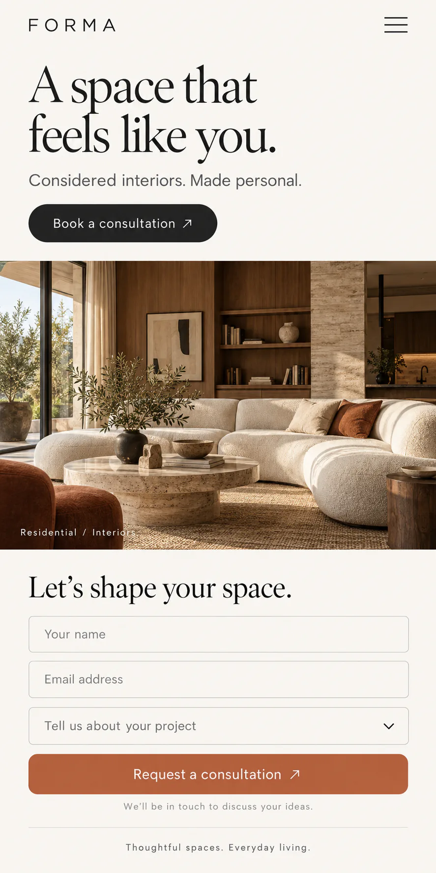 Mobile lead landing page with service details and an inquiry form